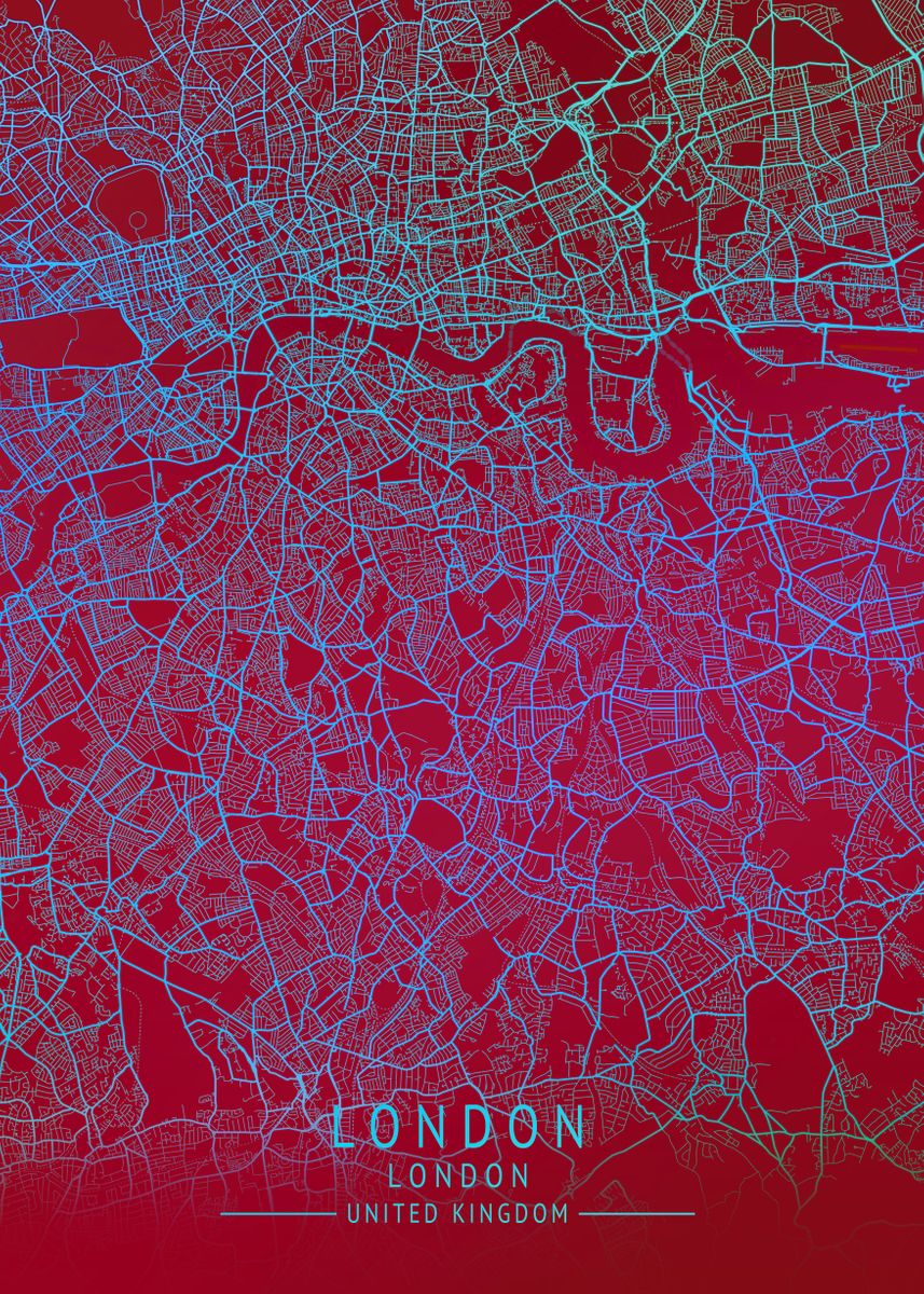 london-uk-city-map-poster-picture-metal-print-paint-by-gigi-bgm