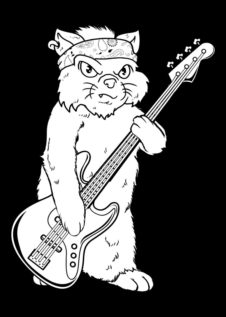 'Bass Guitar Bassist Cat' Poster by CrazySquirrel | Displate