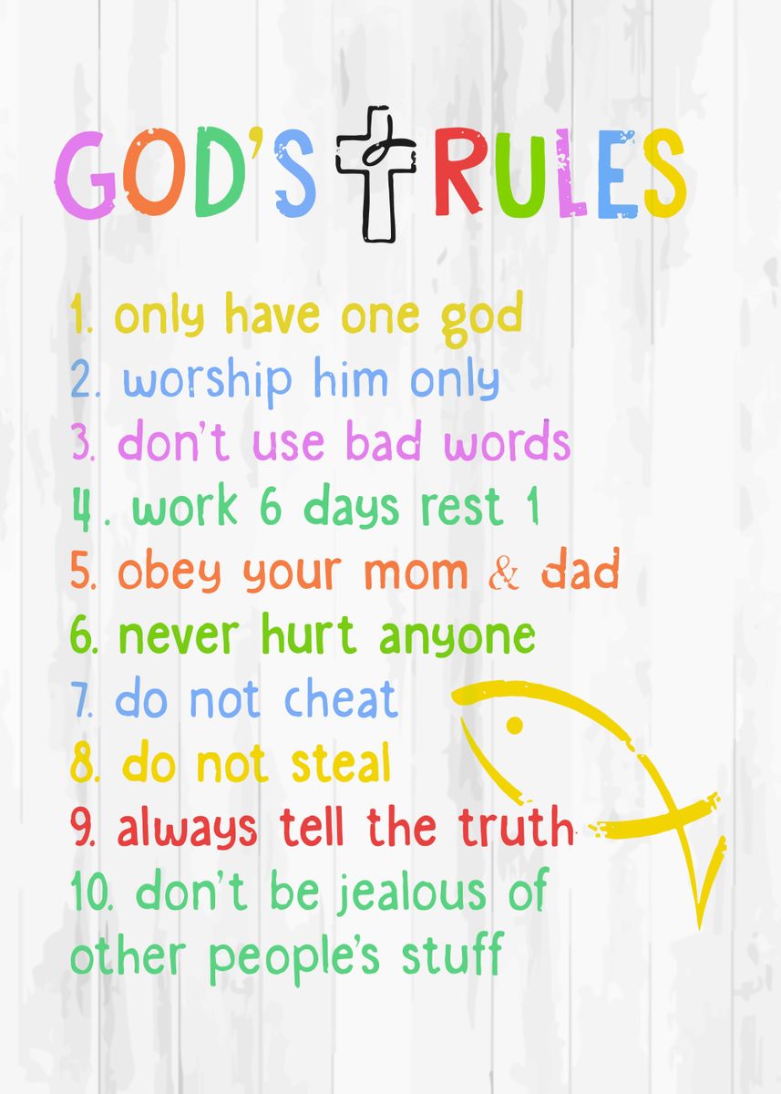 '10 Rules Of God' Poster, picture, metal print, paint by anhvivuha ...