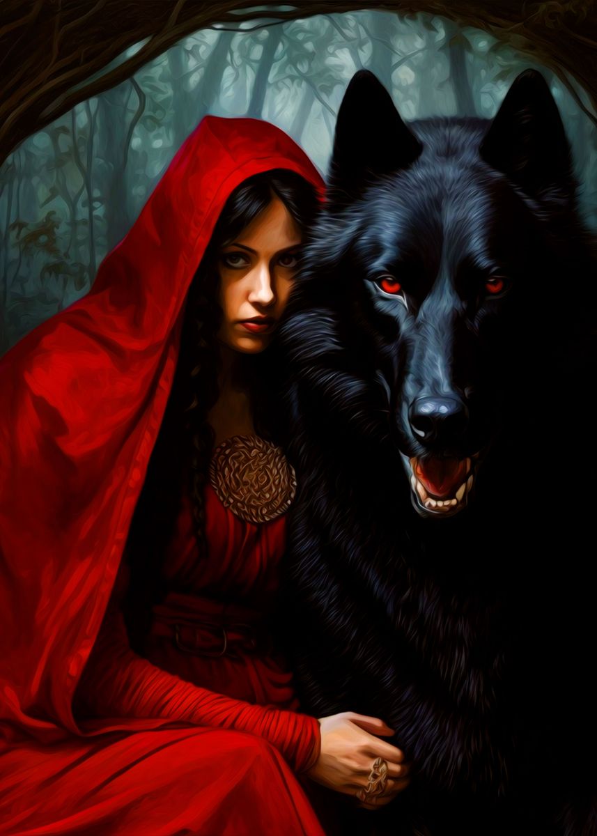 'Fantasy girl and wolf' Poster by hnamz gry | Displate