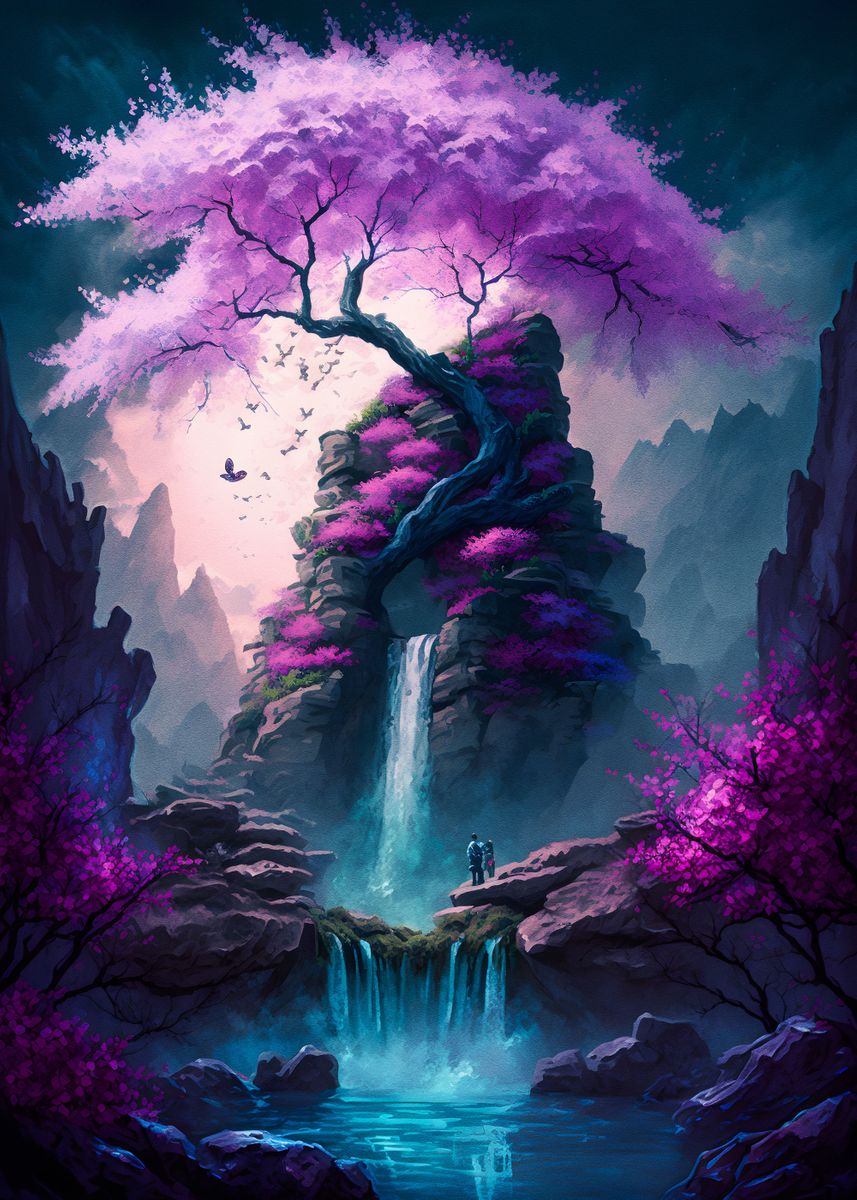 'Violet magical tree' Poster, picture, metal print, paint by Muhammad ...