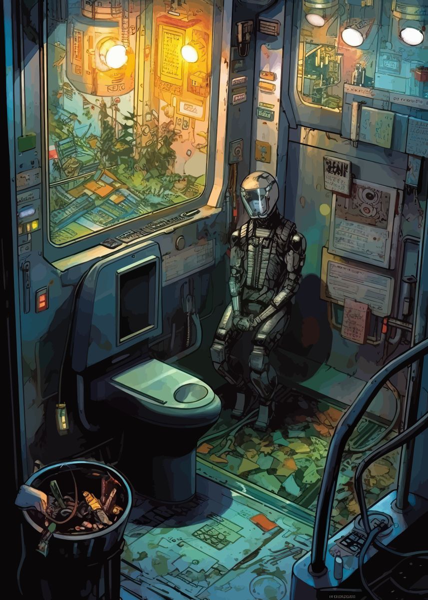 'cyberpunk toilet wc' Poster by amelie Again | Displate