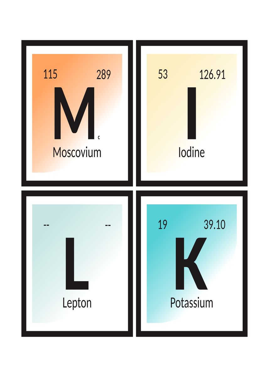 'Milk Periodic Table' Poster, picture, metal print, paint by Maozva ...