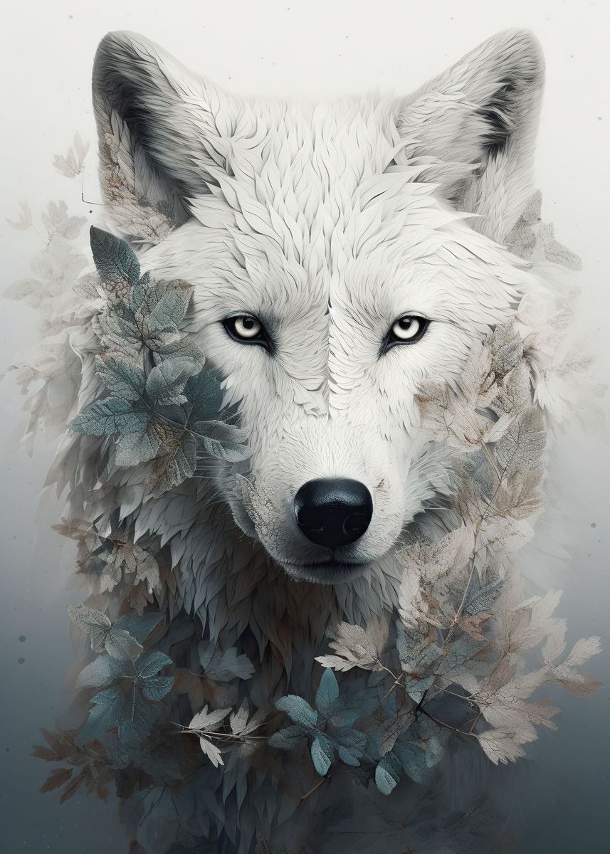'Tribal Wisdom Wolf Print' Poster by IDD STUDIO Displate