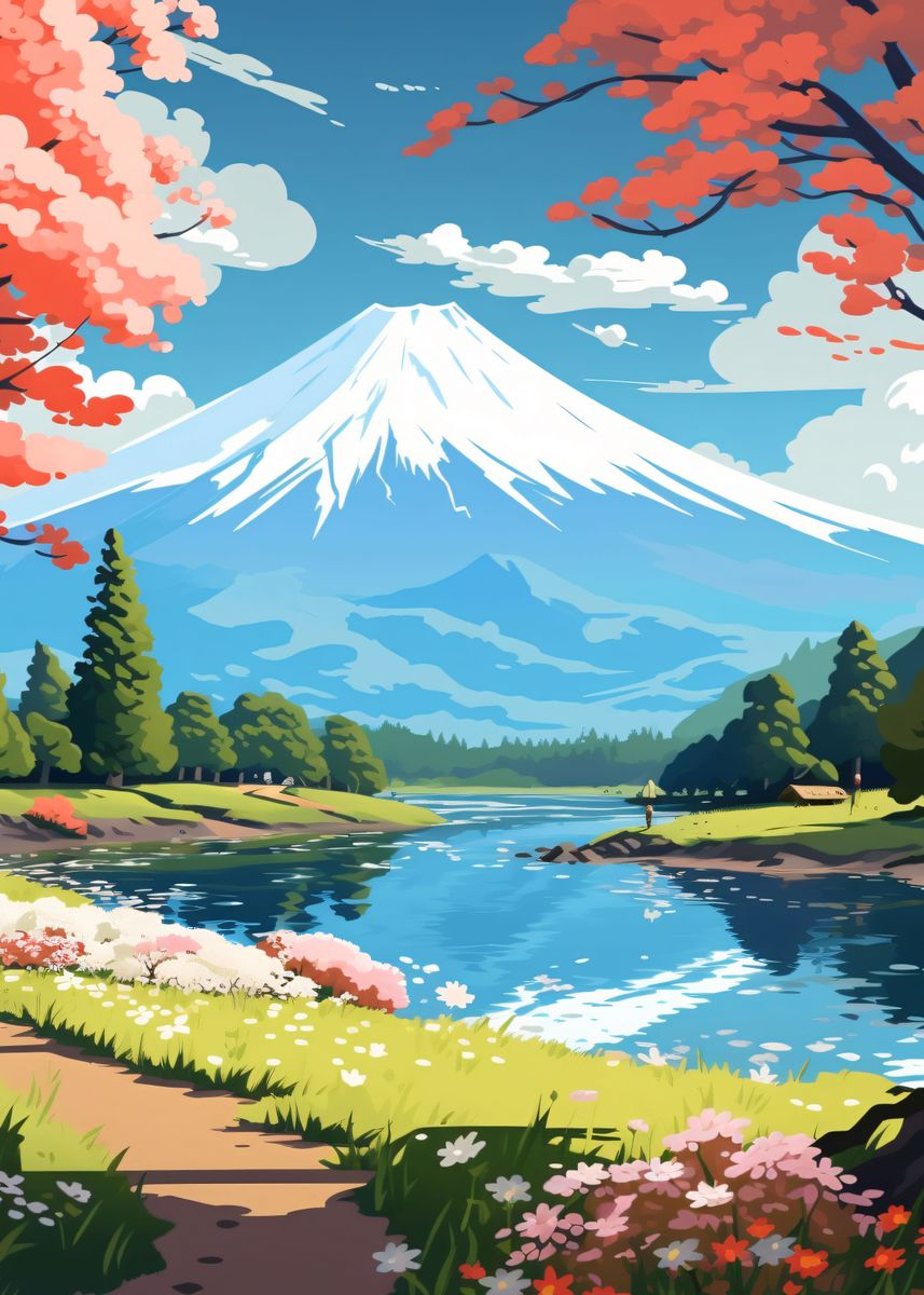 'Japanese Landscape' Poster, picture, metal print, paint by Conceptual ...
