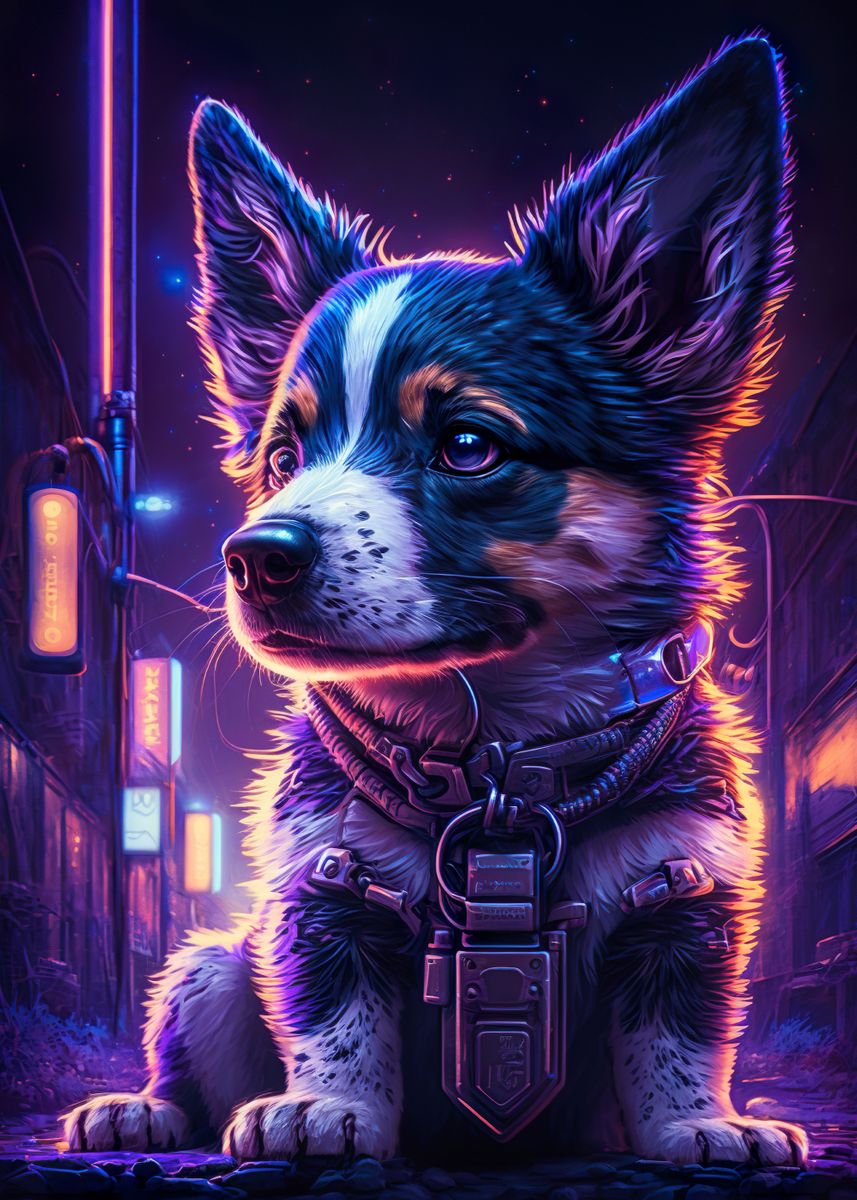 'Dog Human Cyberpunk ' Poster by HUMANIMAL | Displate