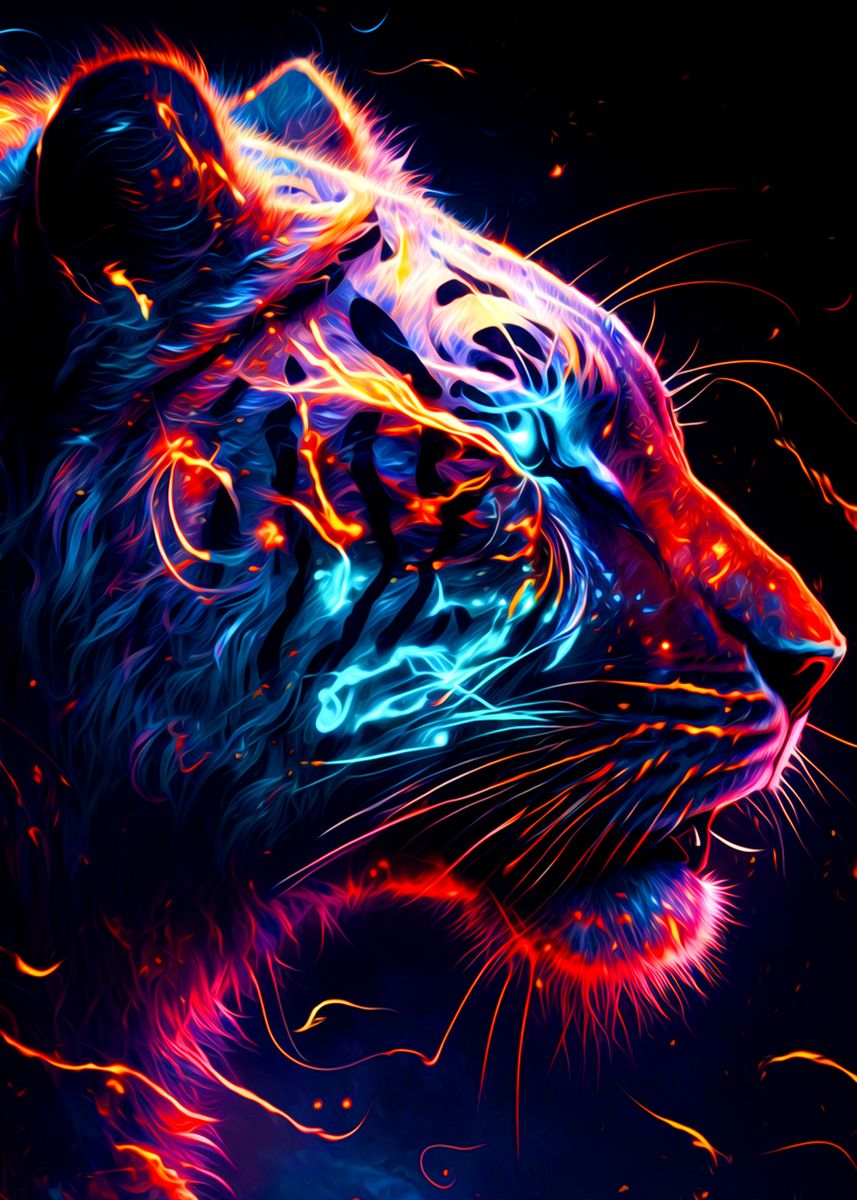 Tiger' Poster, picture, metal print, paint by Tiker Arts, Displate in 2023