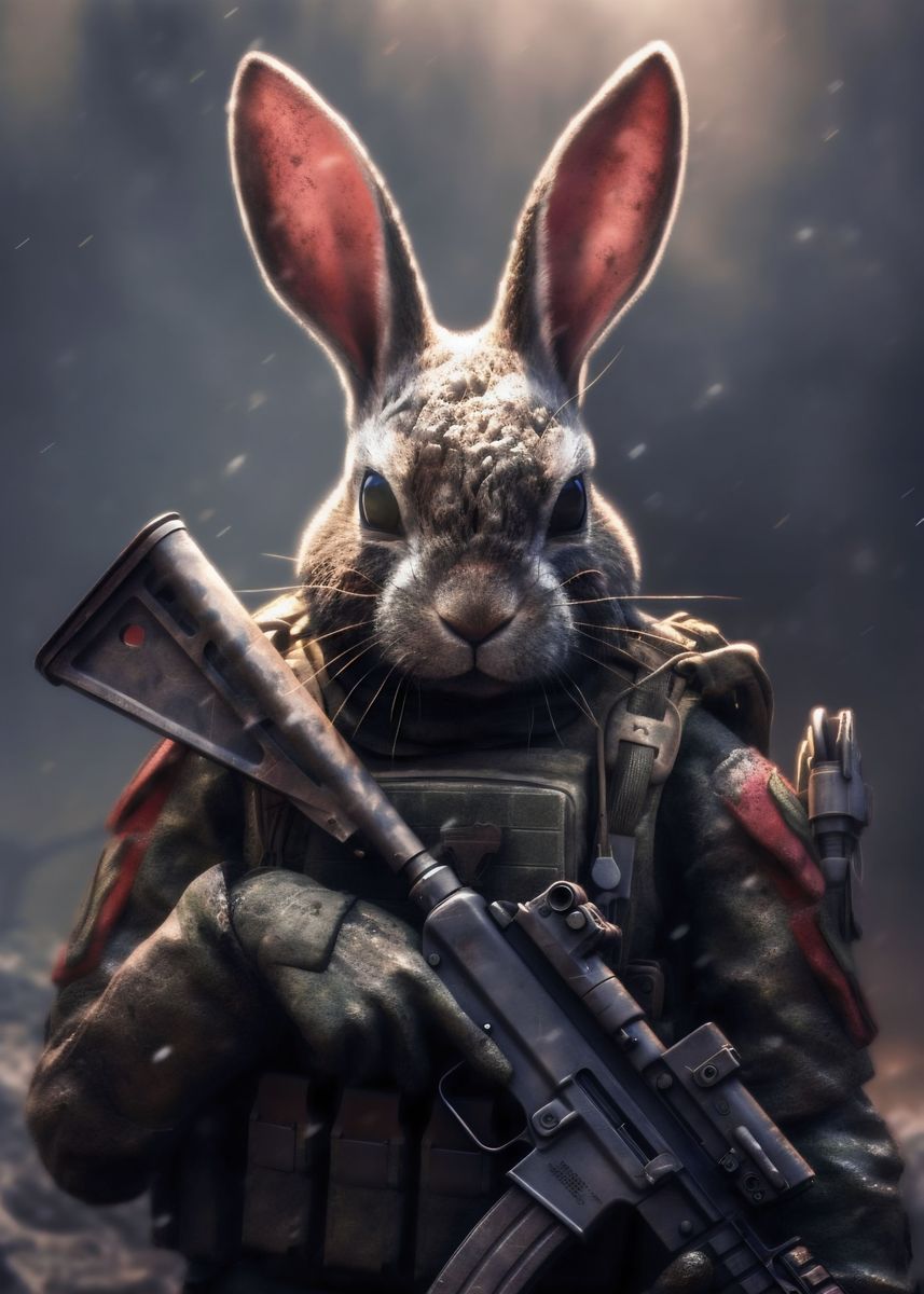 'Animal Soldier Rabbit' Poster, picture, metal print, paint by Poster ...