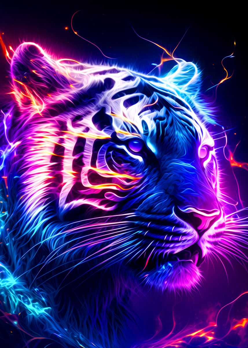 'Tiger' Poster, picture, metal print, paint by Tiker Arts | Displate