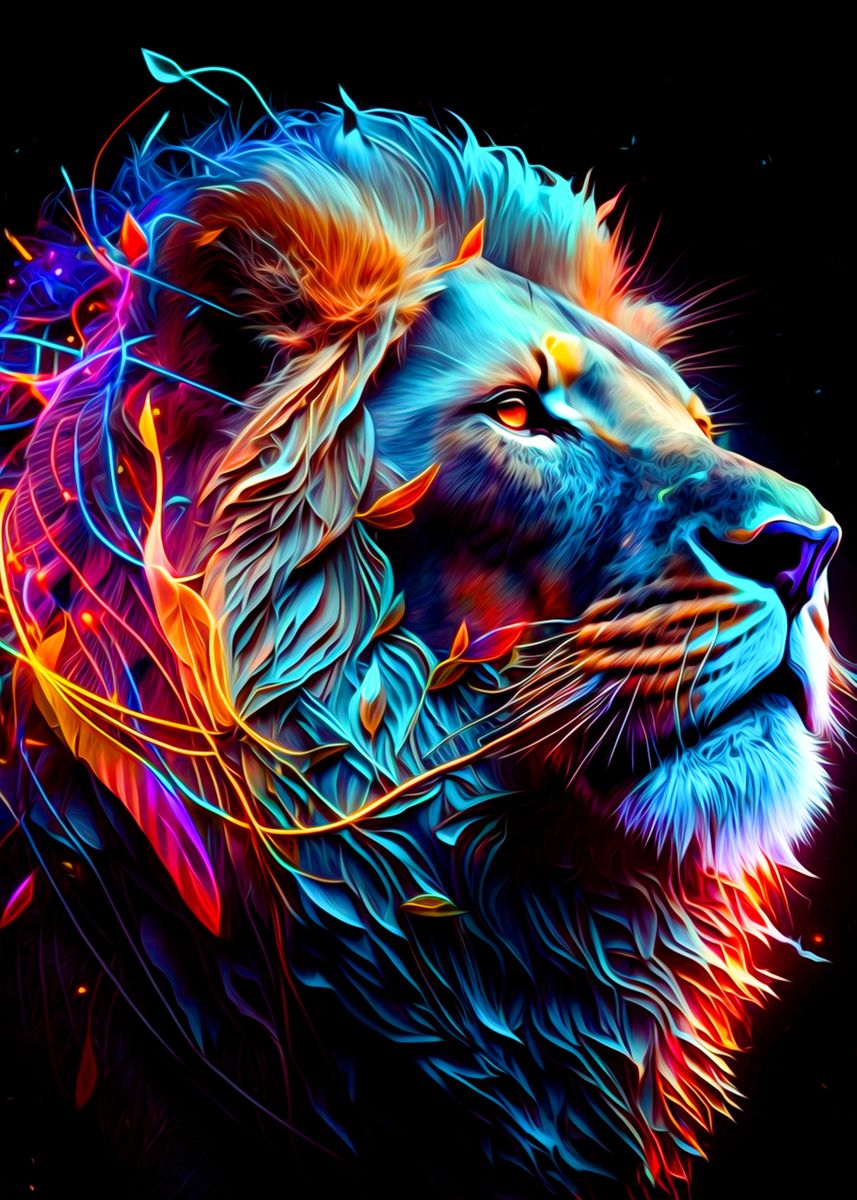 'Neon Lion' Poster by minh doan | Displate