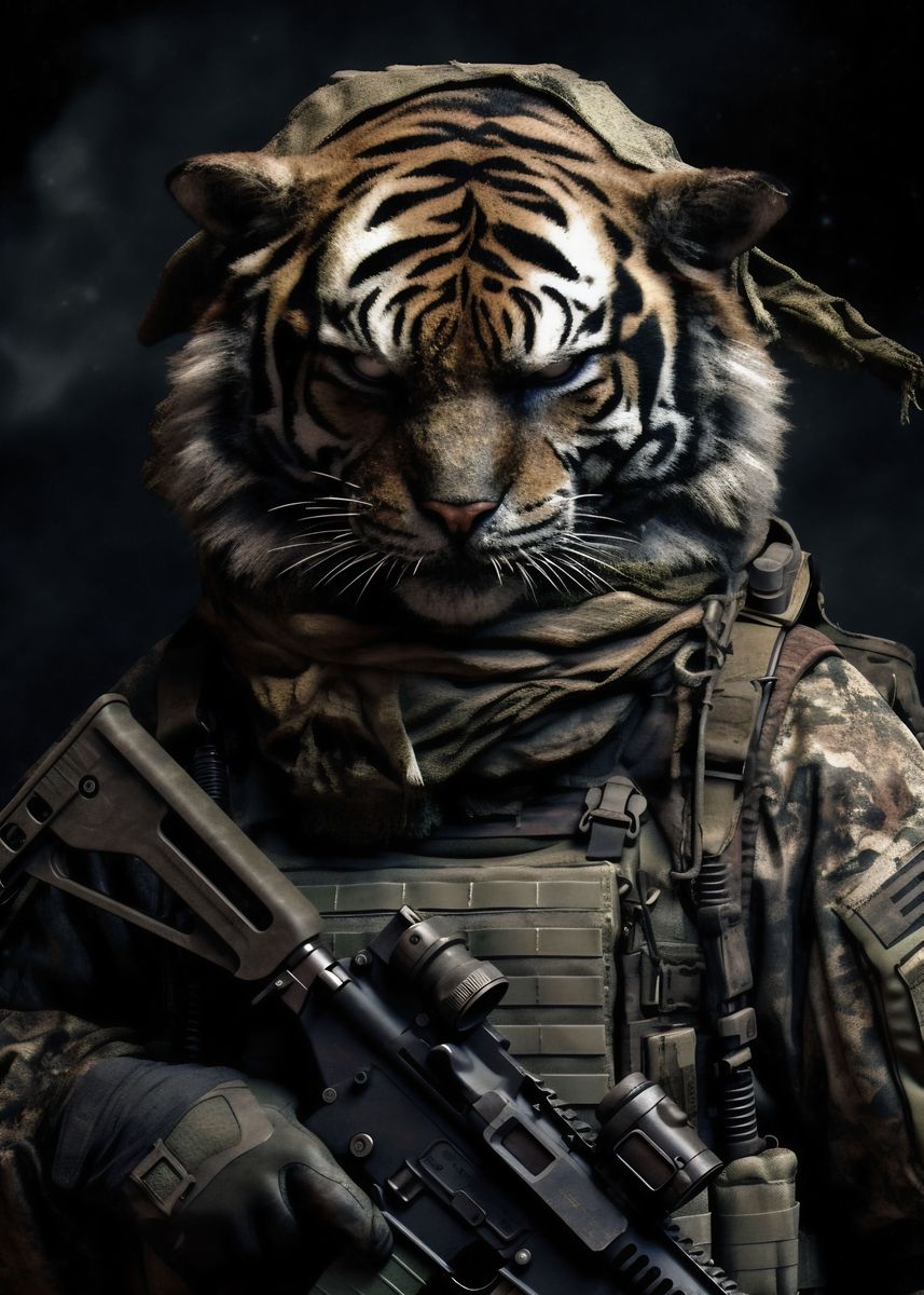 'Animal Soldier Tiger' Poster, picture, metal print, paint by Poster ...