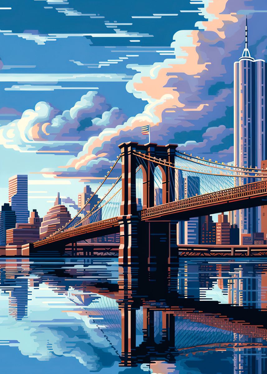 'Brooklyn Bridge Vintage' Poster by MatiasCurrie | Displate