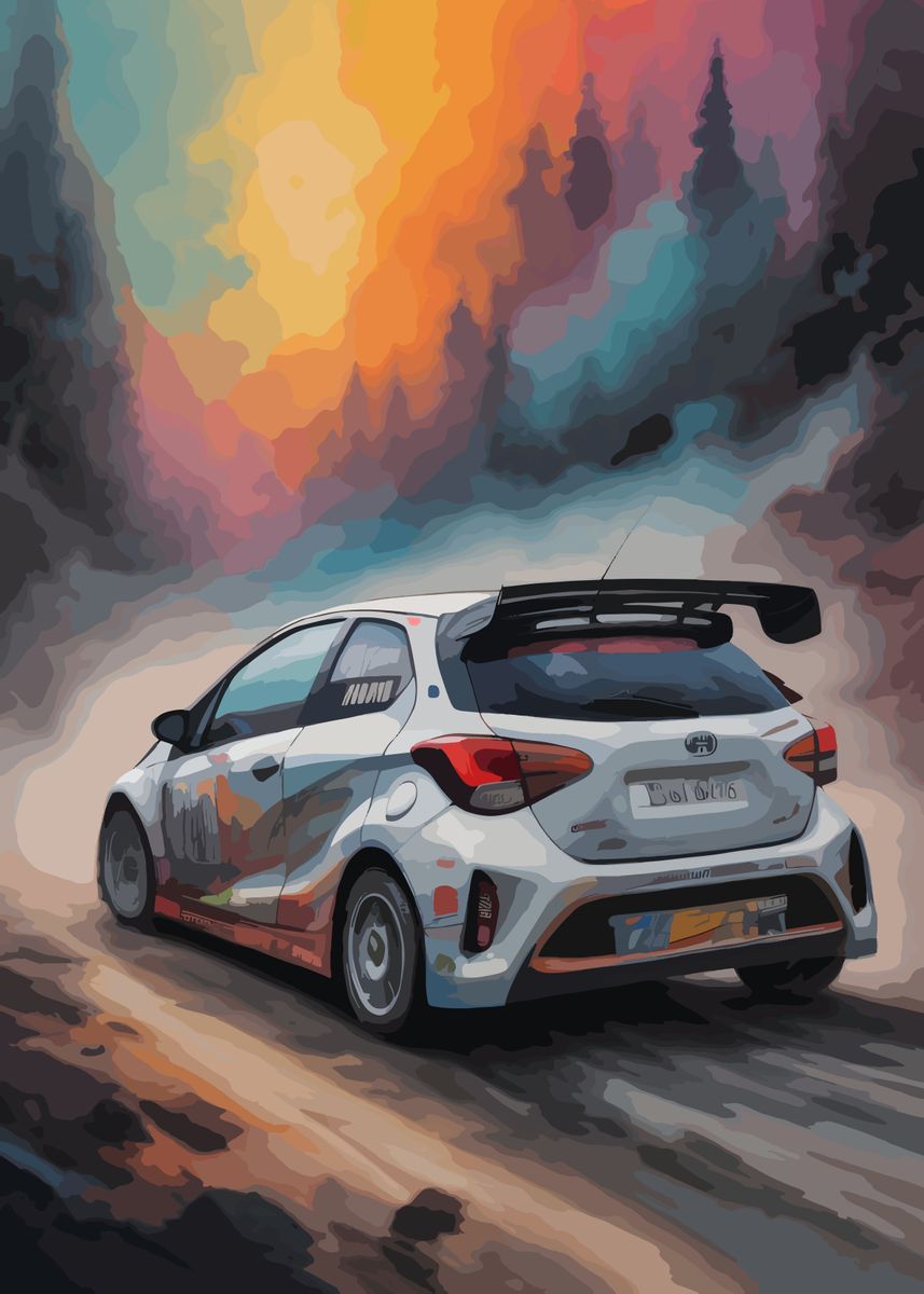 Toyota Yaris GR Rally 1' Poster, picture, metal print, paint by