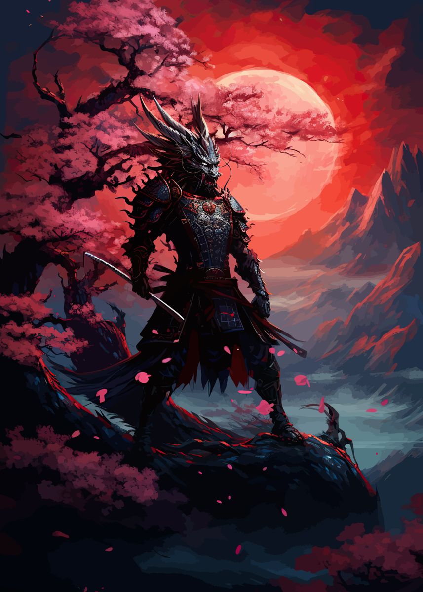 'Dragon And Samurai Fantasy' Poster, picture, metal print, paint by ...