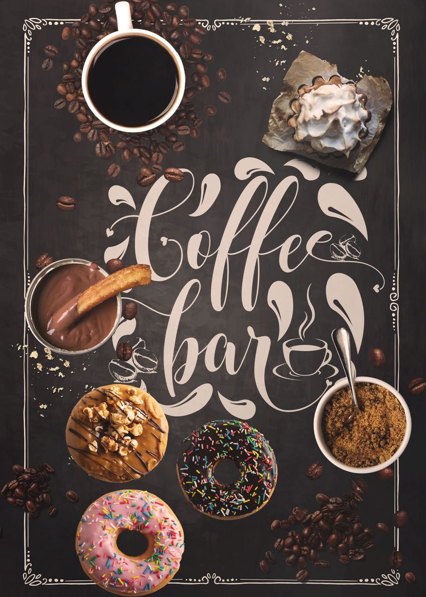 Coffee Bar Chalkboard Poster By Stefan Merz Displate