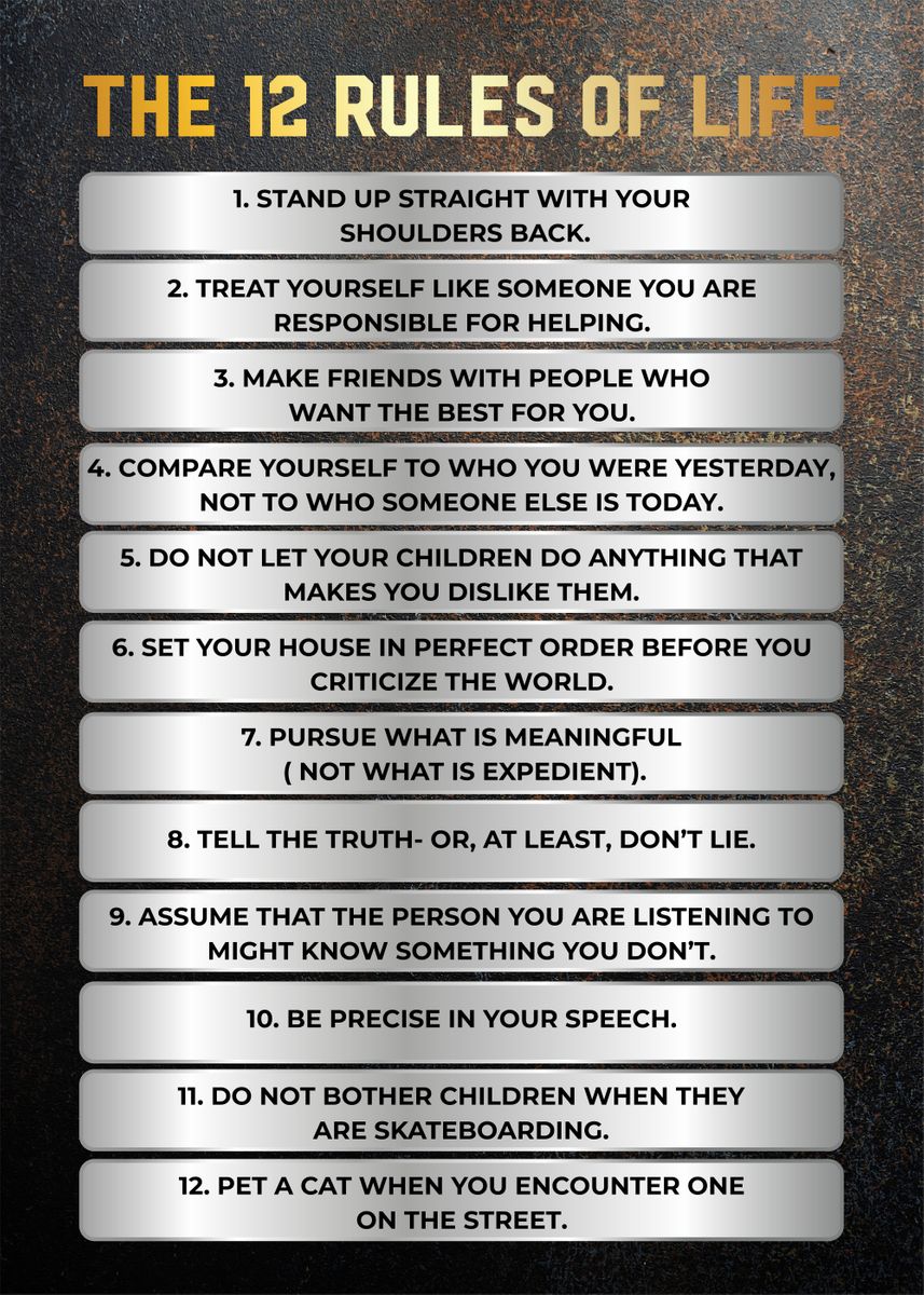 'the 12 rules of life' Poster, picture, metal print, paint by Greatest ...