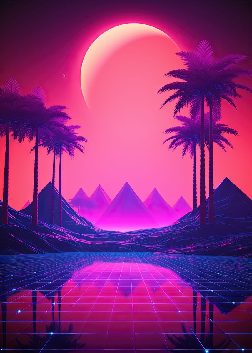'Shining Ascents Synthwave' Poster by MulletMonkey | Displate