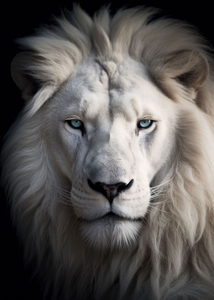 'white lion portrait ' Poster, picture, metal print, paint by Adel S ...