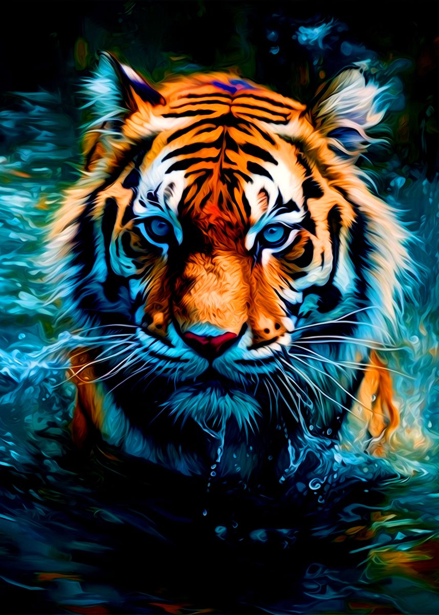 'Tiger' Poster, picture, metal print, paint by khac vinh | Displate