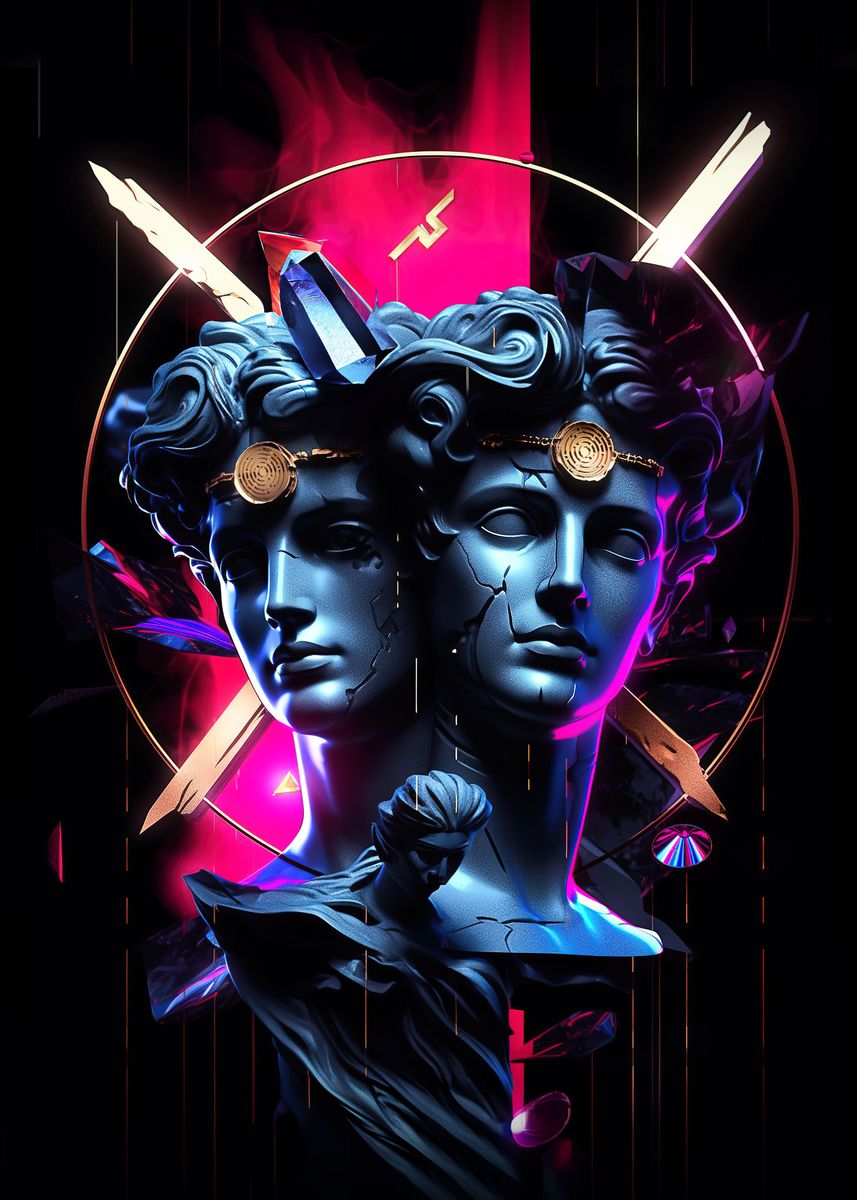 'Apollo and Artemis' Poster by Bruno Macedo Displate