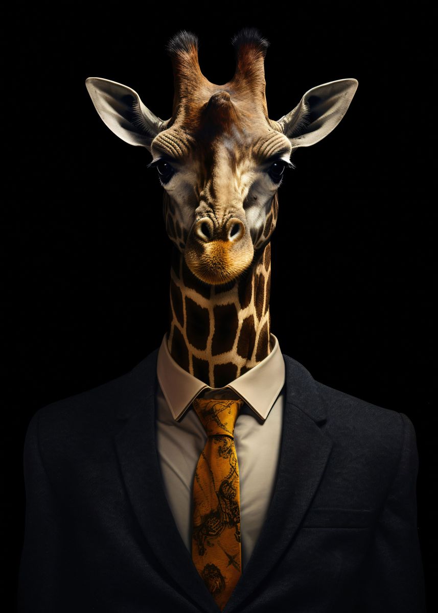 'Business Giraffe' Poster, picture, metal print, paint by Conceptual ...