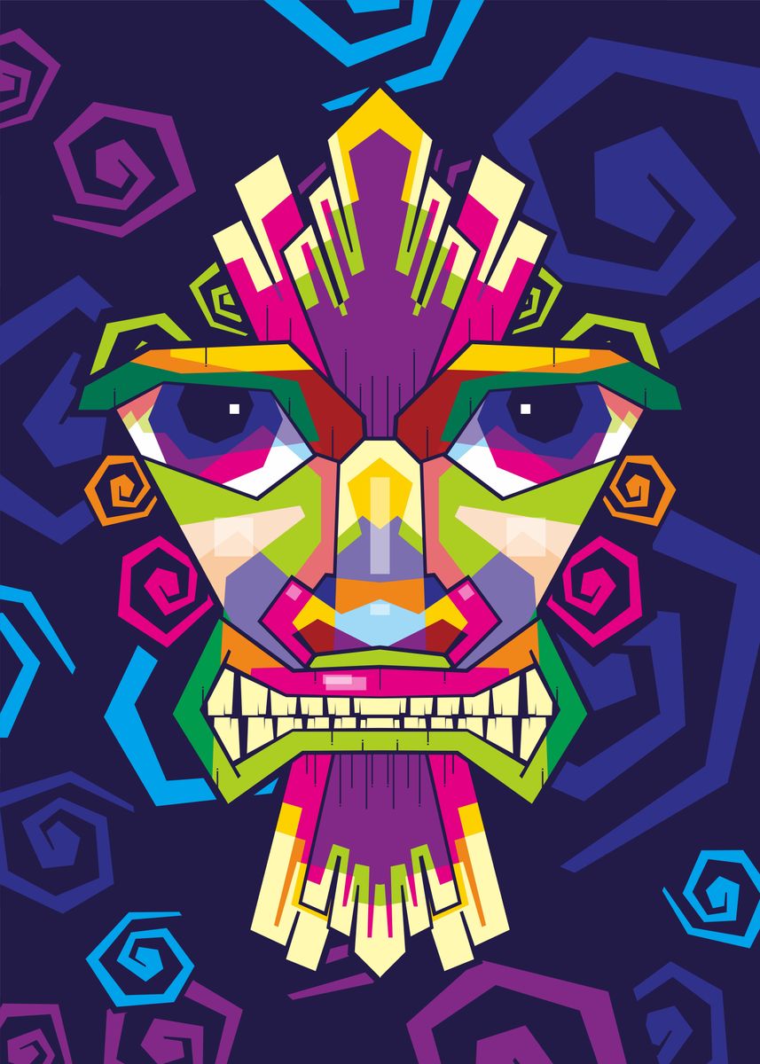 'TIKI PRIMITIVE MASK' Poster, picture, metal print, paint by Taufan ...