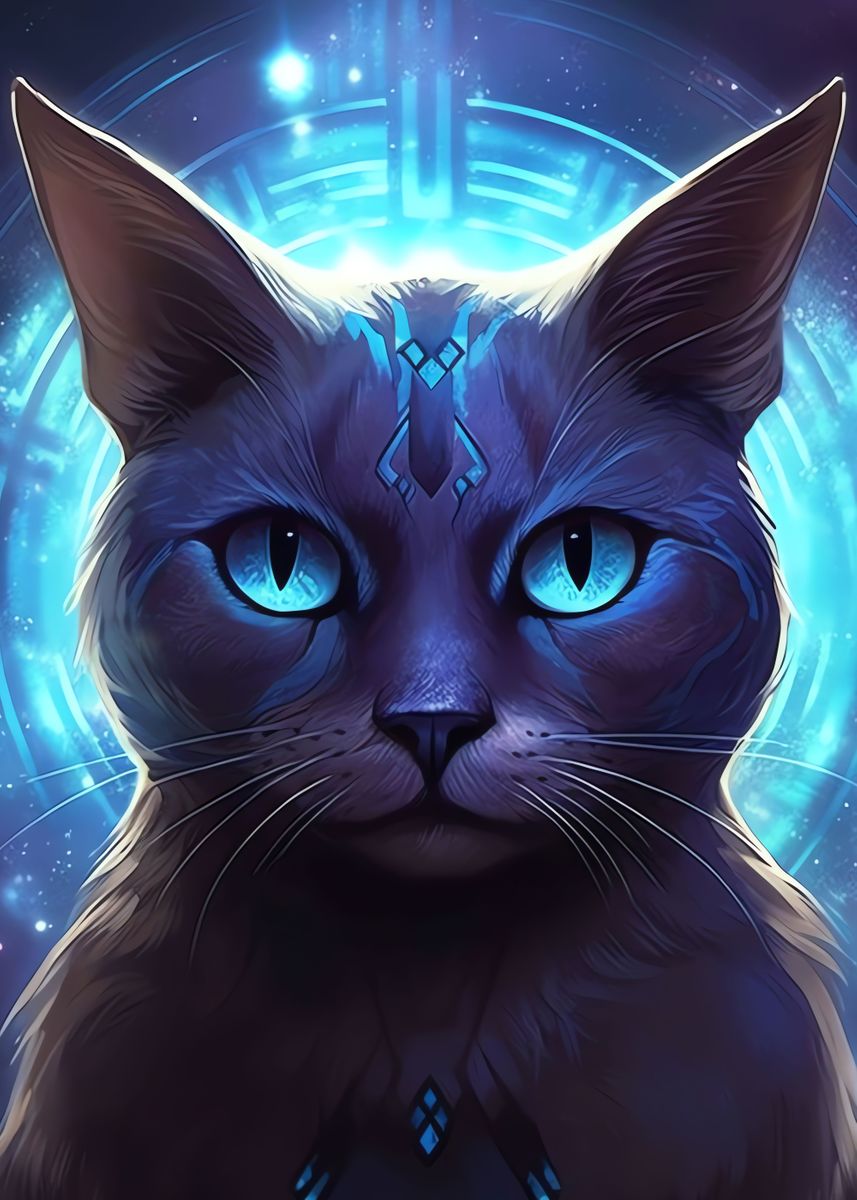 'Nebula Cat Nocturne' Poster, picture, metal print, paint by Oizy ...