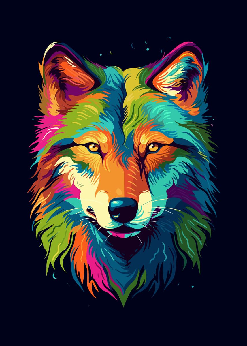 'Wolf Animal Pop Art' Poster, picture, metal print, paint by Qreative ...