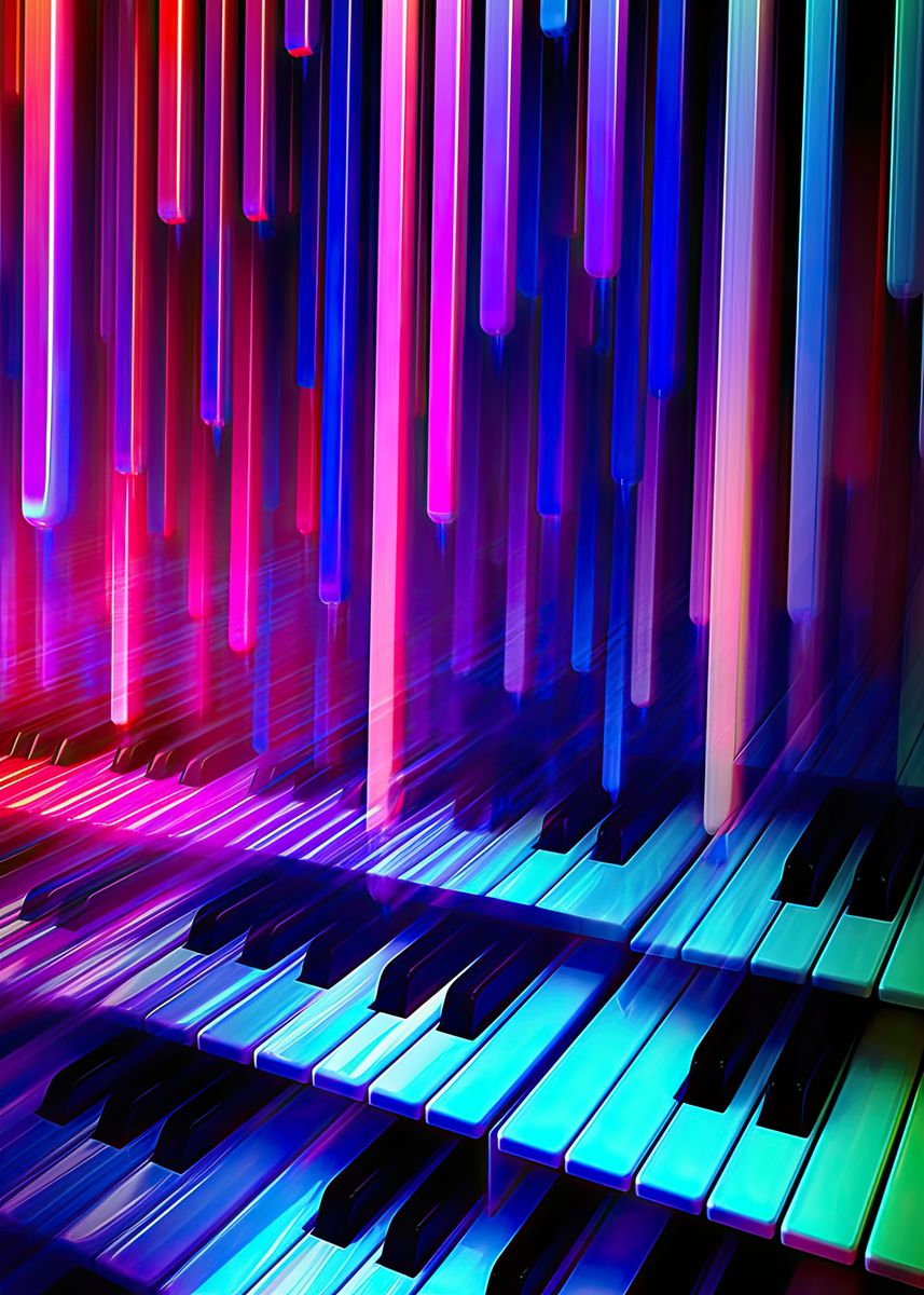 'Neon Sonata Piano Keys' Poster by Jensen Art | Displate