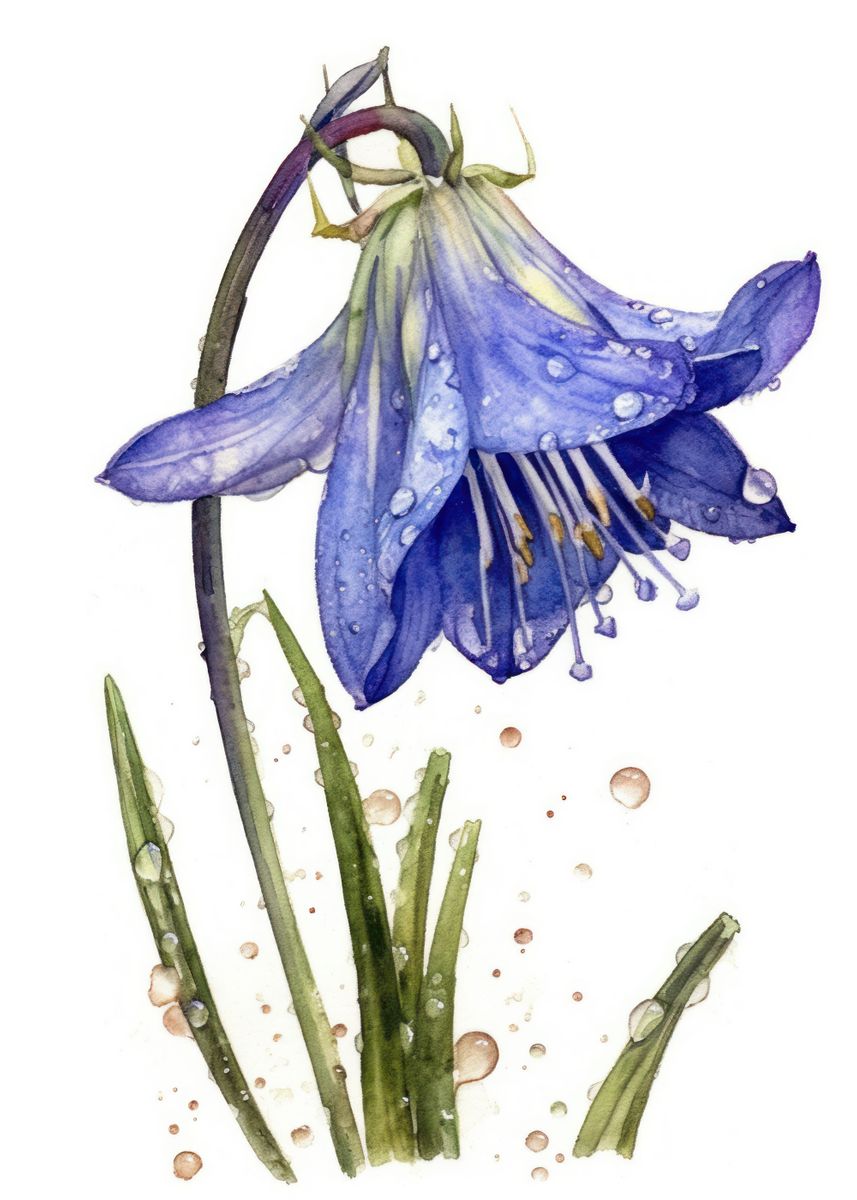 Bluebell Flower Painting' Poster, picture, metal print, paint by Usama  Design