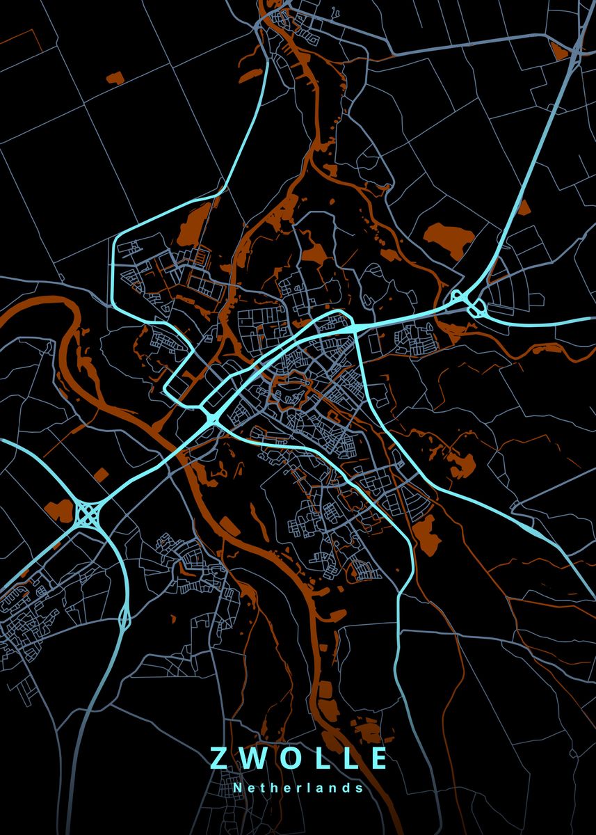 'Zwolle Netherlands' Poster, picture, metal print, paint by Deeo Displate