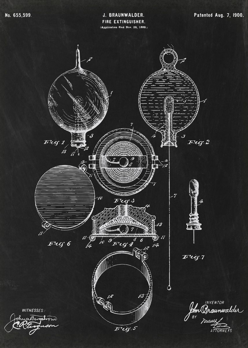 Fire Extinguisher patent' Poster, picture, metal print, paint by Cristina  Romero