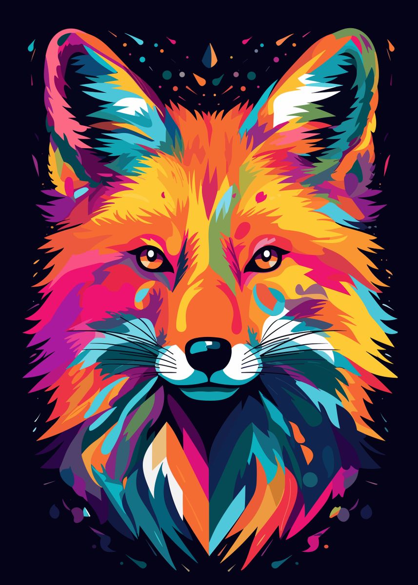 'Fox Wolf Animal Pop Art' Poster, picture, metal print, paint by ...