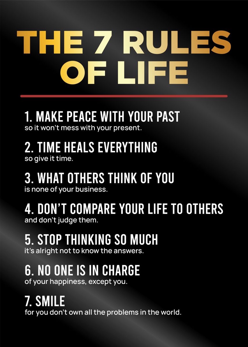 '7 rules of life' Poster by Bestselling Displate Poster | Displate