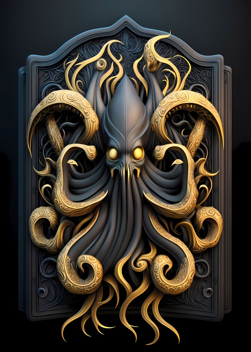 'majestic Kraken Art Deco' Poster, Picture, Metal Print, Paint By Luong 