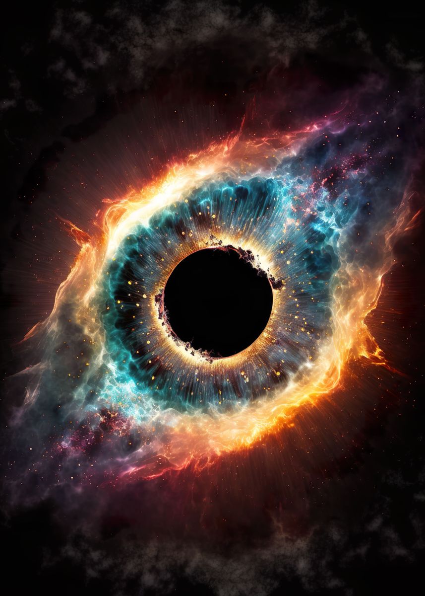 Black Hole Universe Poster Picture Metal Print Paint By