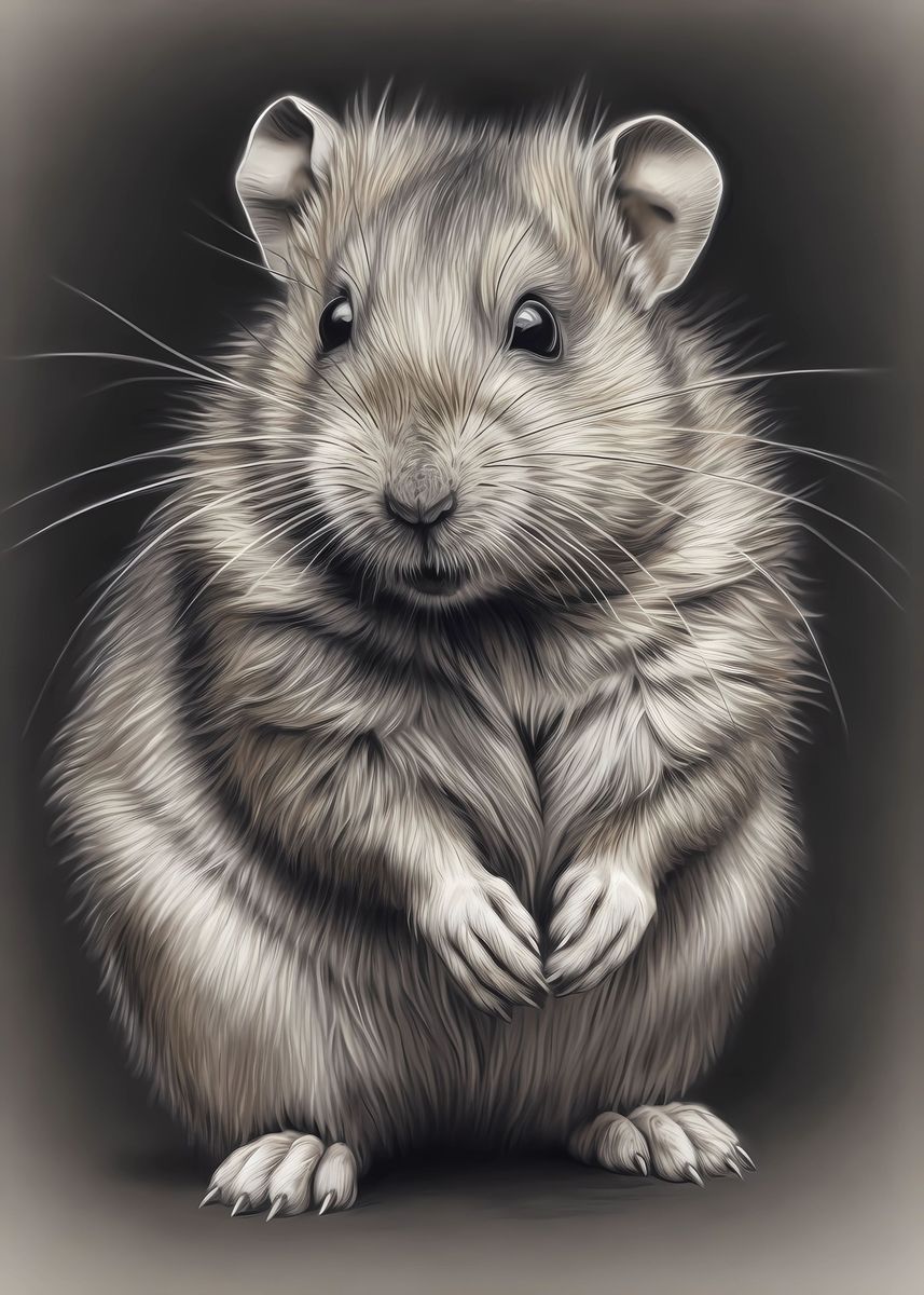 'hamster Pencil Drawing' Poster, Picture, Metal Print, Paint By Frank 