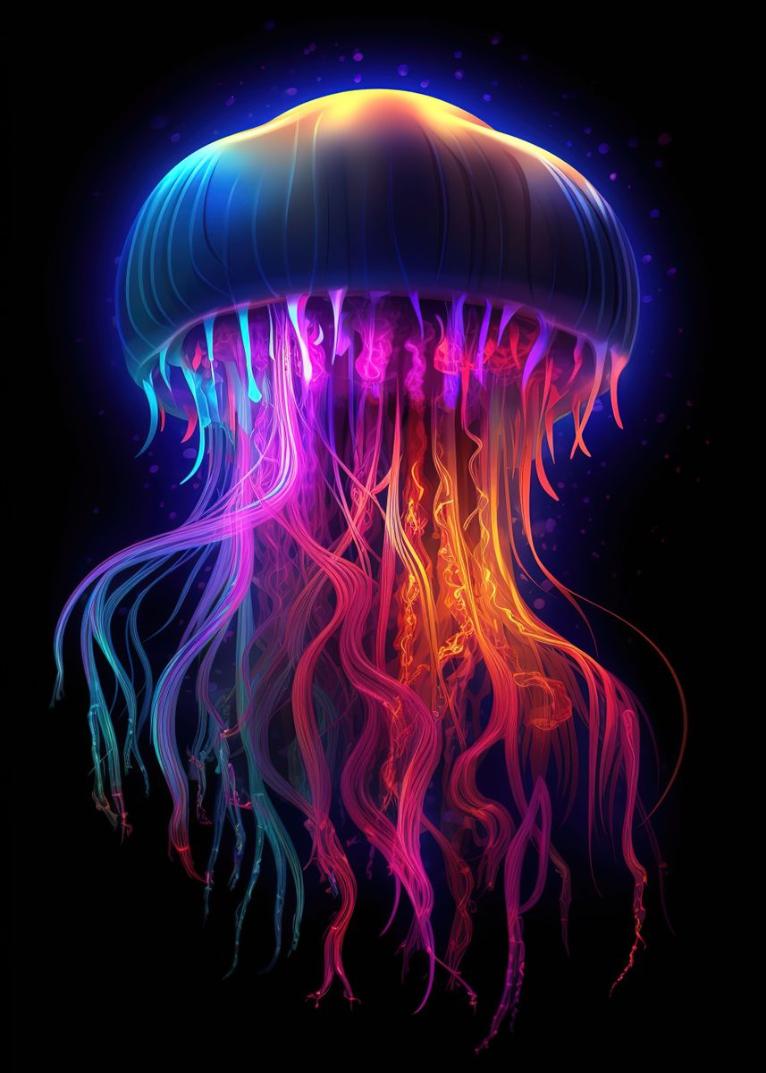 'colorful jellyfish' Poster, picture, metal print, paint by Ana Calvert ...