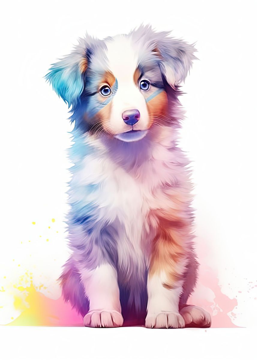 Baby Australian Shepherd Poster picture metal print paint by