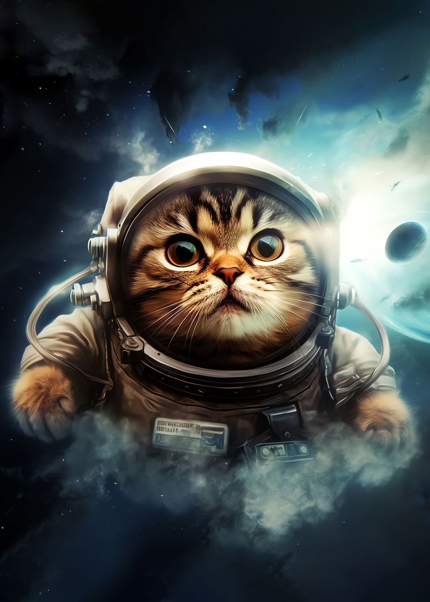 'Fantasy Astronaut Cat' Poster, picture, metal print, paint by Luna ...