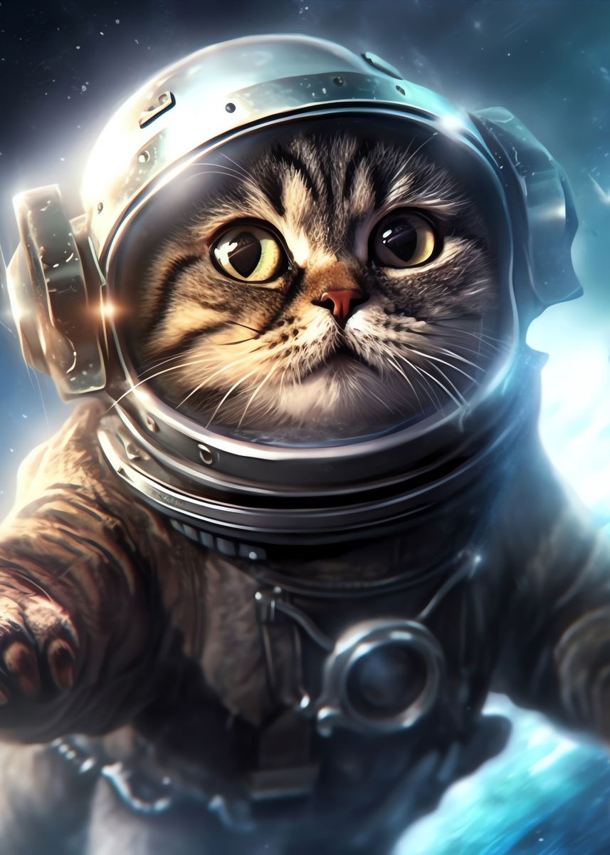 'Fantasy Astronaut Cat' Poster, picture, metal print, paint by Luna ...