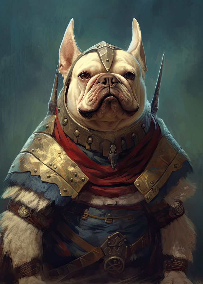 'French Bulldog Viking' Poster, picture, metal print, paint by ...