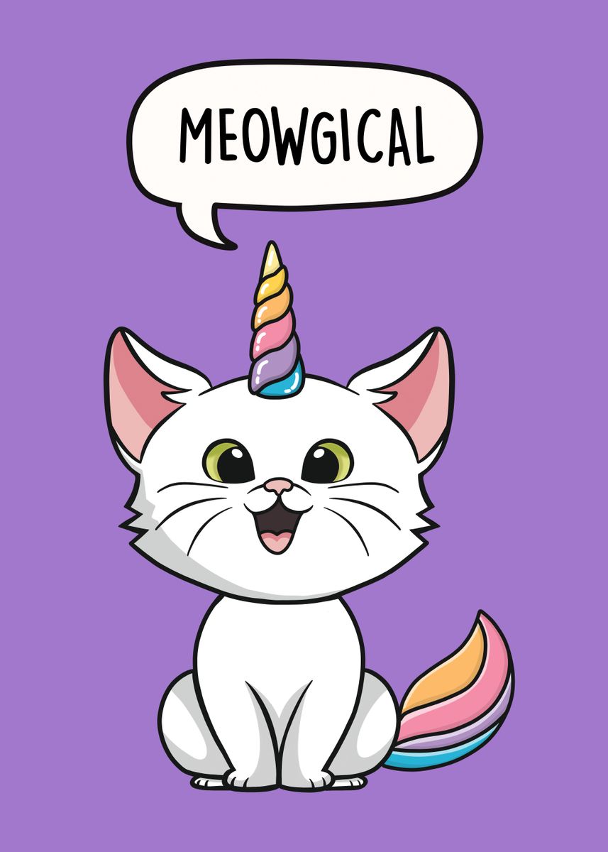 'Meowgical' Poster, picture, metal print, paint by LEFD Designs | Displate