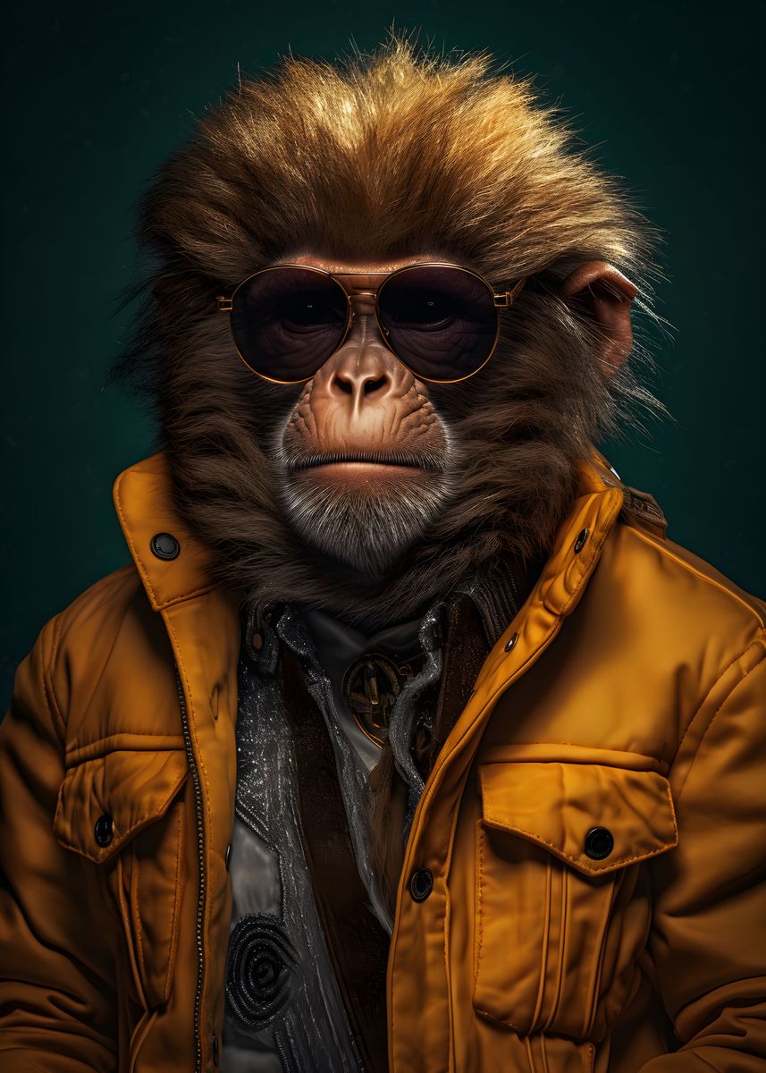 '80s Style Monkey' Poster, picture, metal print, paint by Makadur ...