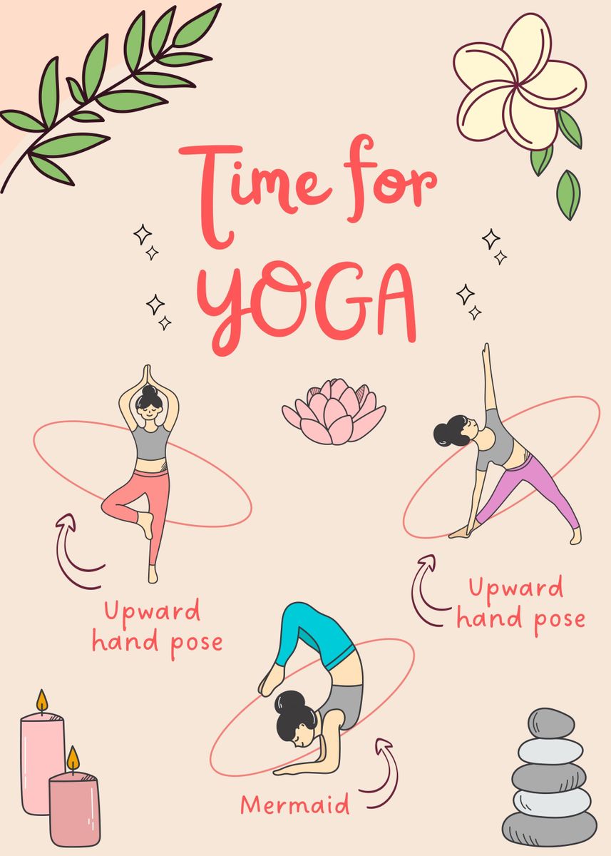 'Time For Yoga' Poster, picture, metal print, paint by MiaCreativeLab ...