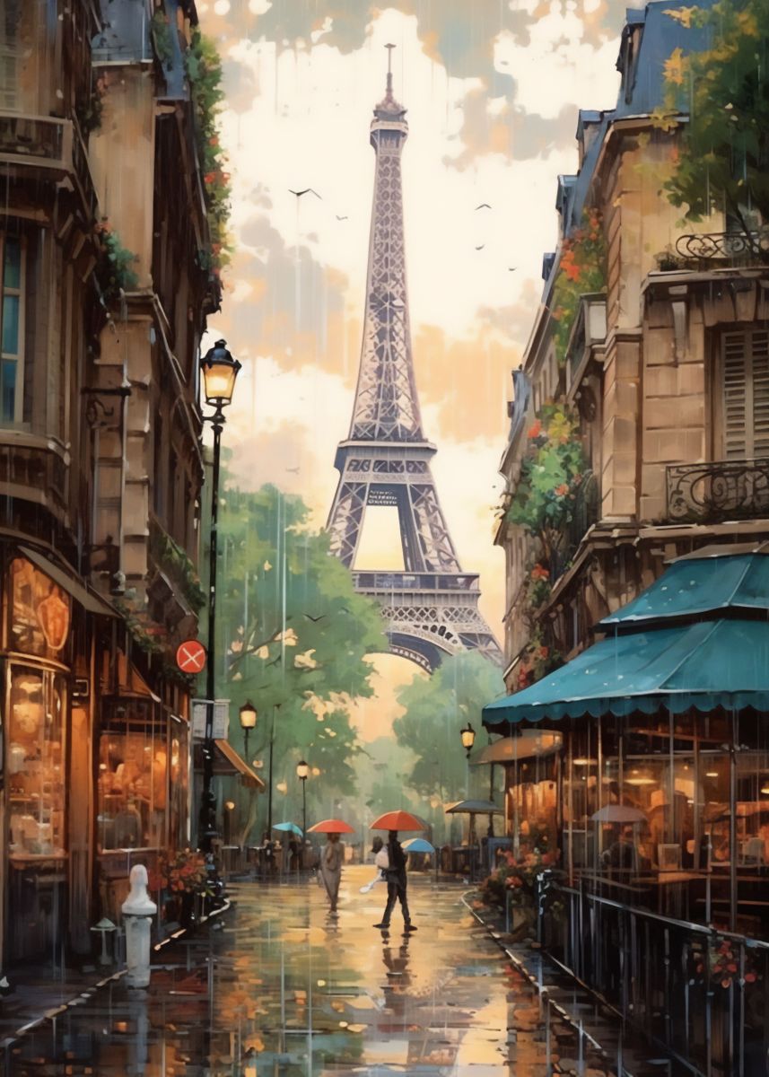 'Paris Eiffel Tower' Poster, picture, metal print, paint by Bofferding ...