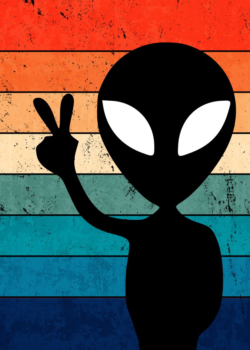‘Funny Alien Peace Sign’ Poster by Jamestar | Displate