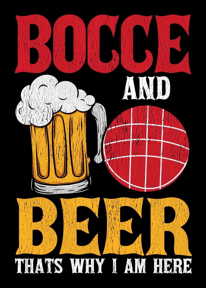 'Funny Bocce Ball Player' Poster, picture, metal print, paint by