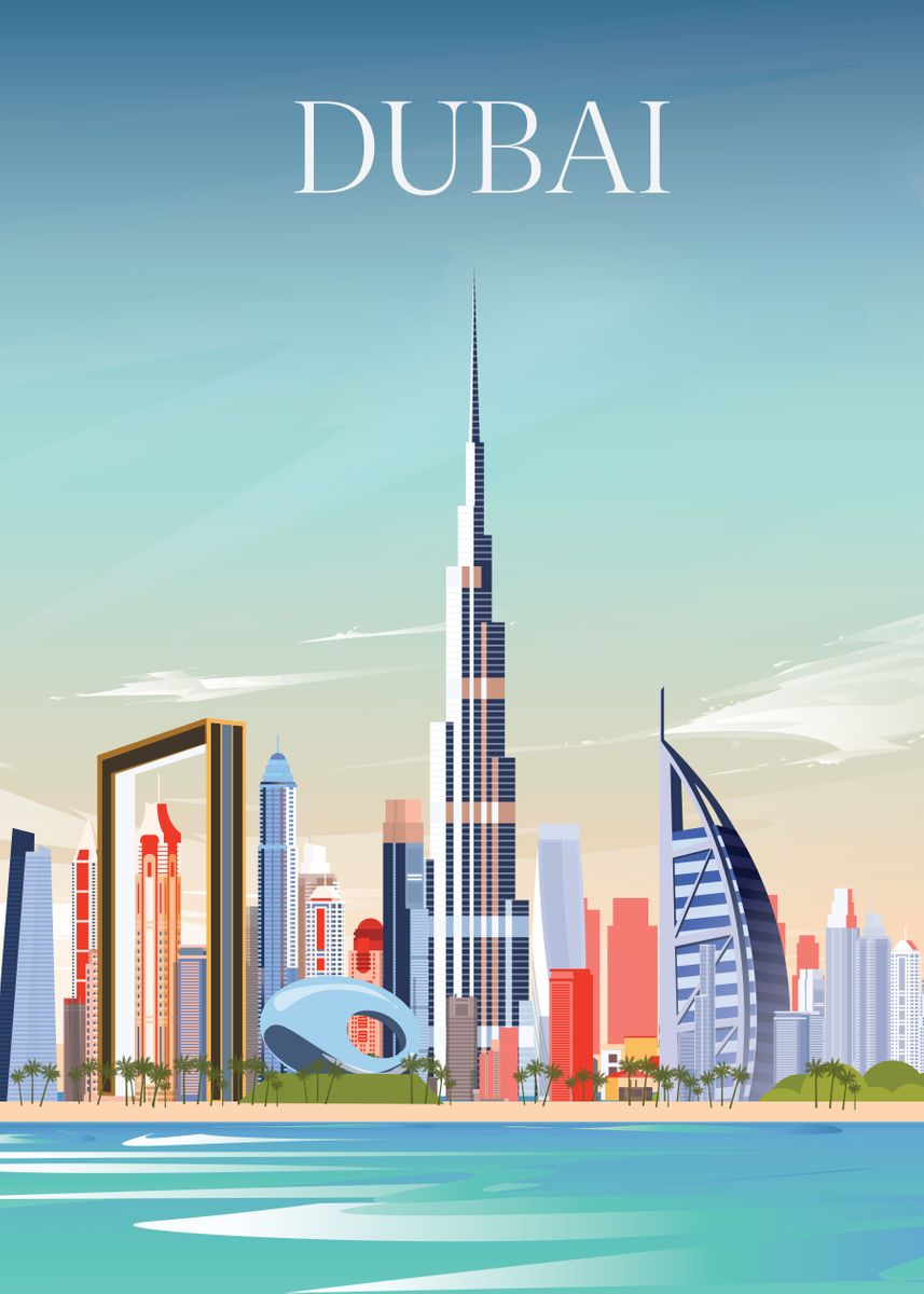 'Dubai poster' Poster, picture, metal print, paint by Caravan Studio ...