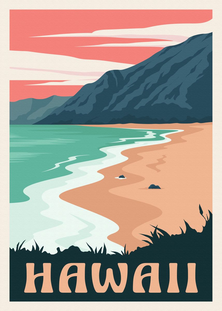 'Hawaii beach vintage' Poster by Le Thi Thu Hien | Displate